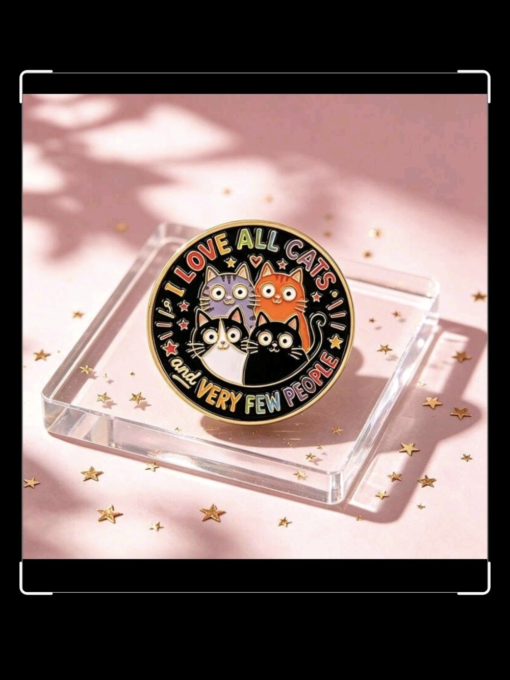 I Love All Cats Enamel Pin - Multicolor Cat Badge